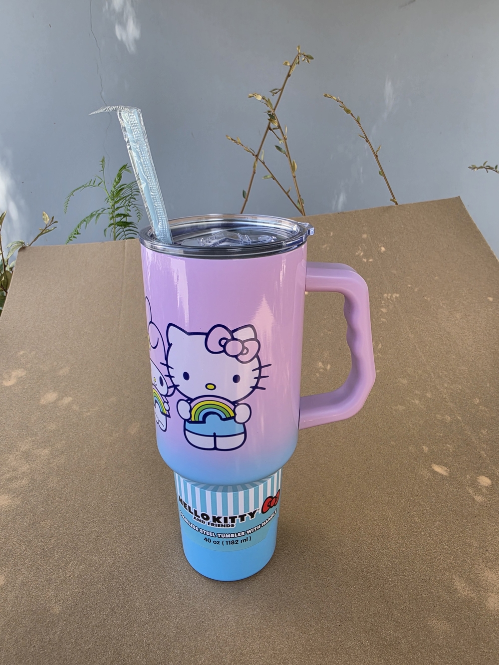 Hello Kitty Light Pink and Light Blue Tumbler Cup with Straw.  Please See Pictur - Picture 2 of 8